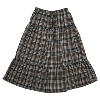 (2 colors) Fleece-lined check skirt