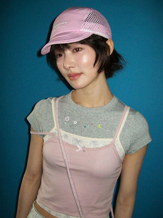 [Moromoro2] Layered Cami Rhinestone Bow Satin  Top