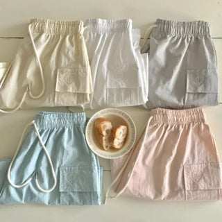 Heart Short Elastic Cargo Nylon Pants (5cm)