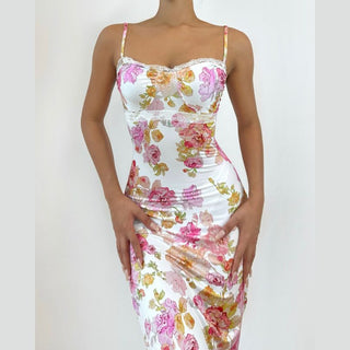 Sweetheart neck flower print cami maxi dress