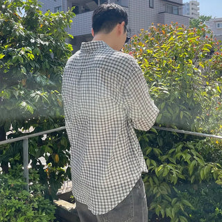 Unisex seersucker check shirt
