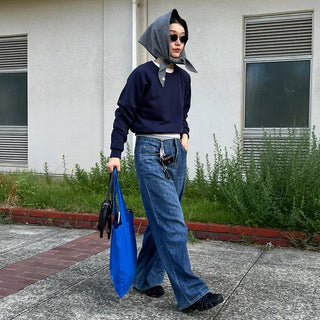 Wide denim pants