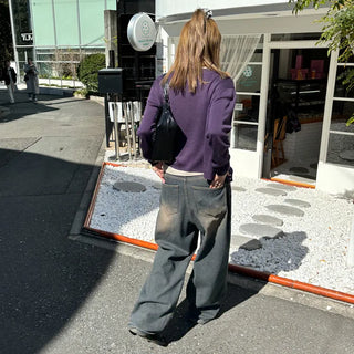 Vintage wide-leg denim pants