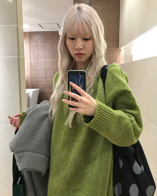 Henley neck oversized knit