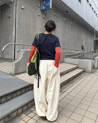 Striped Sleeve Layered T-Shirt