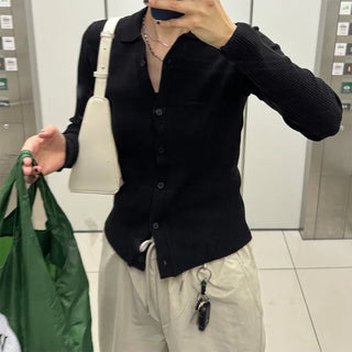 V-neck ribbed cardigan