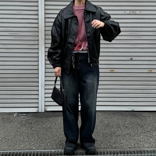 Striped ribbed denim pants