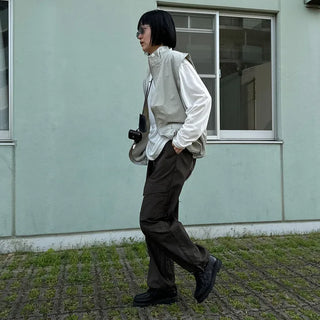 (Unisex) Big Pocket Nylon Easy Pants