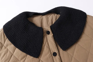 Wide Collar Diamond Quilted Jacket