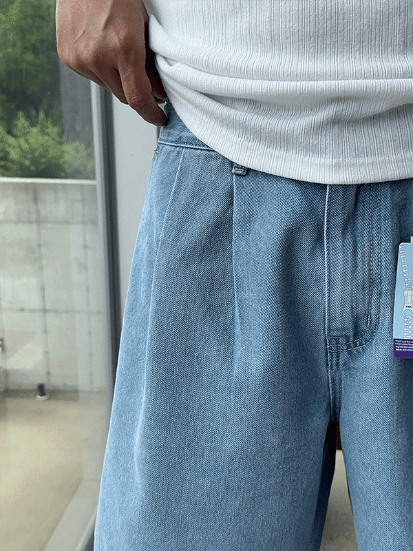All Day Double-Tuck Half-Band Denim Shorts