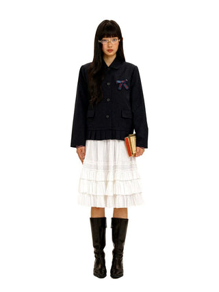 [Moromoro2] Doll Collar Pleated Hem  Blazer