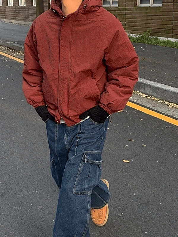 Russell Balloon Crop Hooded Padded Jumper