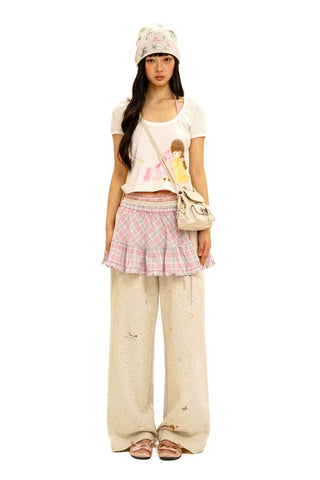 [Moromoro2] Girl & Horse Print Layered Tee  Set