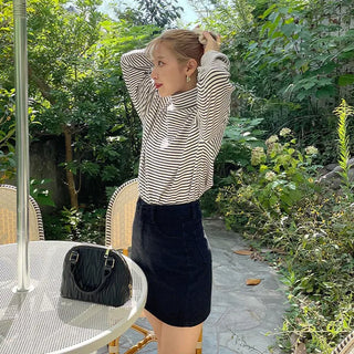 Striped turtleneck sweatshirt