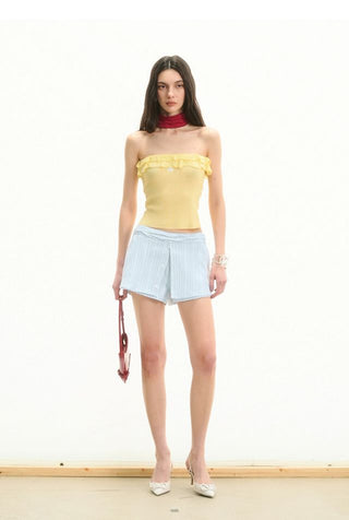 [NOTAWEAR] Fake two-piece textured skirt