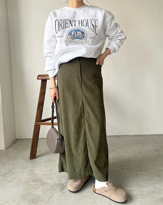 Corduroy A-line skirt