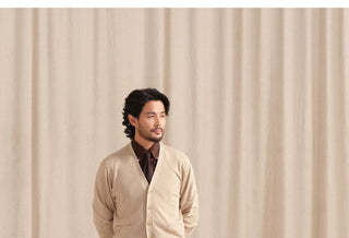 [CULTUM] V-Neck Cotton Cashmere Blend Cardigan
