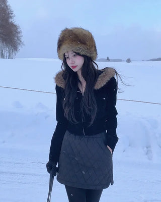 Velvet fur parka