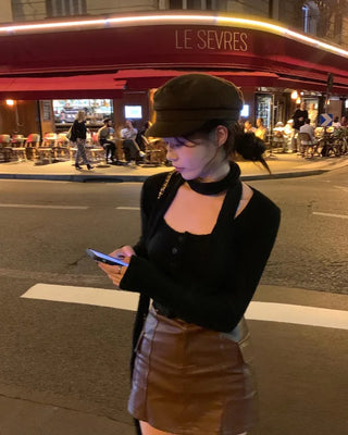 [Scarf Set] Button Square Neck Slim Knit (2 colors)
