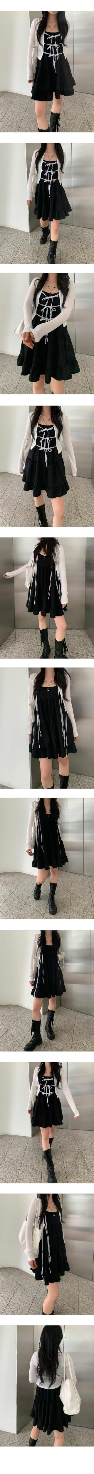 Cropped Tie Ribbon Cardigan
