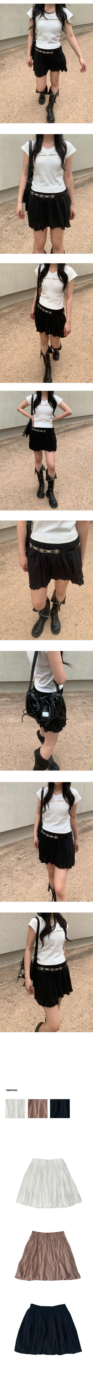 Wrinkle Shirring Mini Skirt