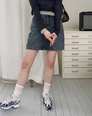 (Skort) Denim Skirt Pants - 4 sizes