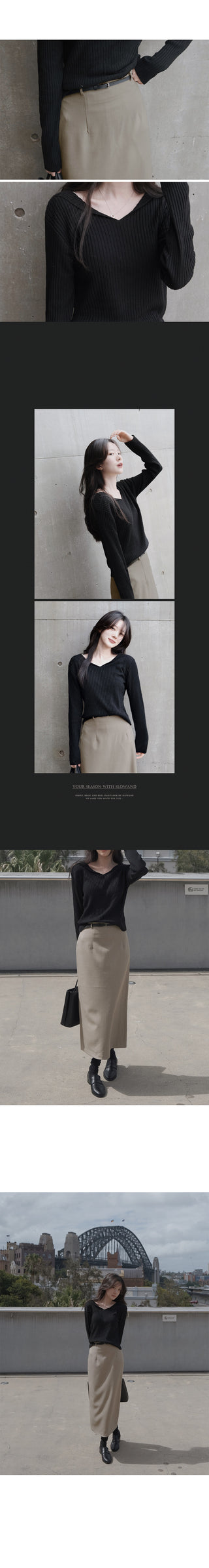 Slim slit ribbed knit - 5 colors