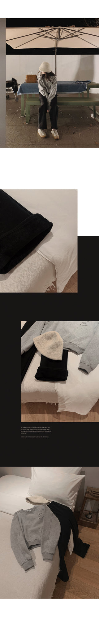 (basic/long) Fleece-lined training pants - 2 colors