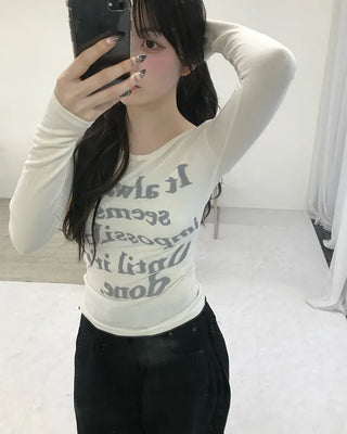 Lettering See-Through T-Shirt