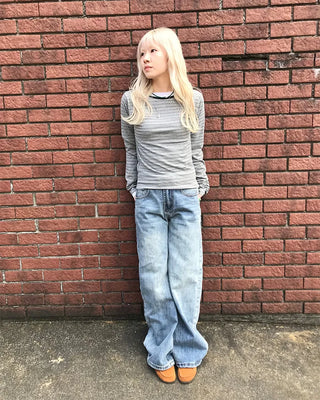 Round neck striped T-shirt