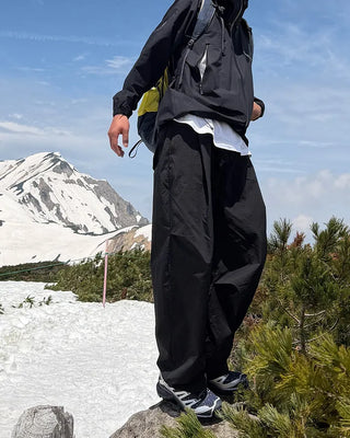 Pintuck nylon curved pants