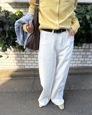 Back-belt wide-leg pants