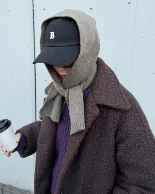 High-neck boucle coat