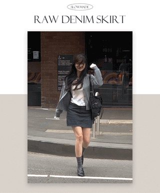 (Color transfer prevention) Raw denim skirt - 3 sizes