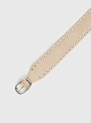 Spheres Stud Belt Beige  Silver