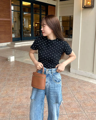 Polka Dot Half-Sleeve T-Shirt
