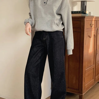 Fleece-lined low-rise denim pants