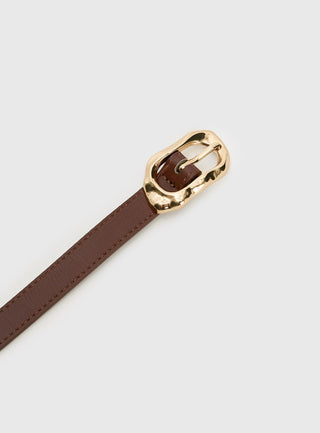 Capeside Faux Leather Belt Brown  Gold