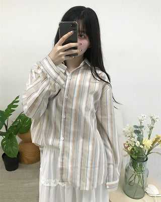 One-pocket multi-stripe shirt
