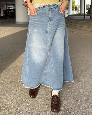 Long denim skirt