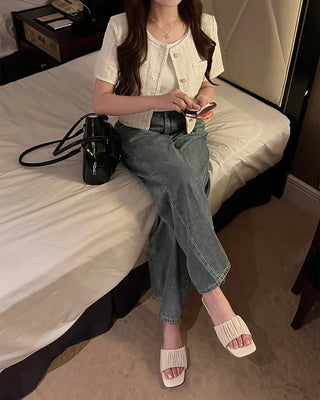 Tweed short-sleeved jacket