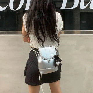 Chain Silver Bucket Bag Backpack