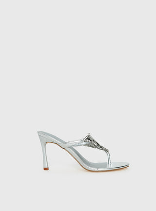 Miss You More Glitter Mesh Heels Silver