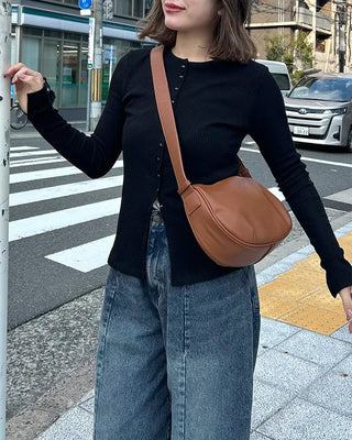 Round neck long-sleeve cardigan