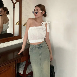 Ribbon Shirring Sleeveless Top