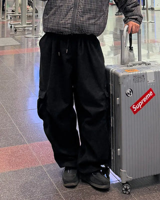 Fleece-lined corduroy cargo pants