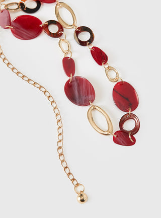 Felon Beaded Chain Belt Gold  Red