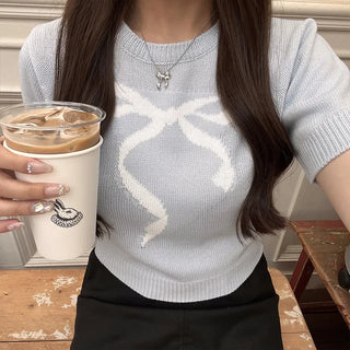 Ribbon Half-Sleeve Knit