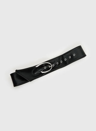 Sirena Faux Leather Belt Black  Silver