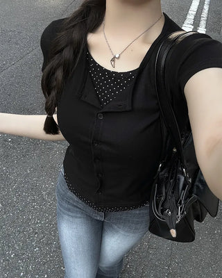 Dot Layered Half Cardigan
